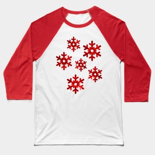 Watercolor Snowflakes (Red) Baseball T-Shirt